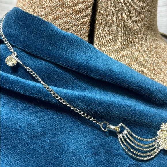 Vintage MCM Elegant Silver and Pink Rhinestone Necklace/Chocker - Picture 4 of 7